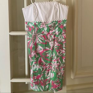Strapless pink and green Lilly Pulitzer dress